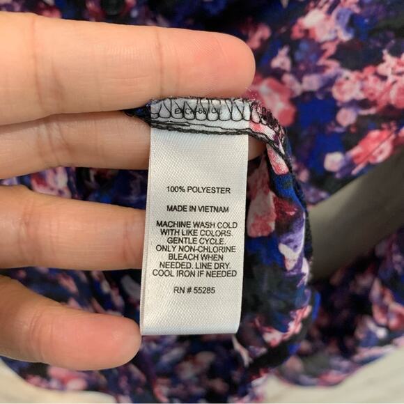 Express The Portofino Button Up Floral Sheer Top Shirt Blouse - Picture 4 of 5